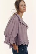 Load image into Gallery viewer, By Anthropologie Linen Lace-Collar Blouse
