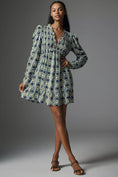 Load image into Gallery viewer, By Anthropologie Long-Sleeve V-Neck Ruffle Mini Dress
