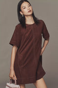 Load image into Gallery viewer, The Emmy Faux-Suede Short-Sleeve Mini Swing Dress by Maeve
