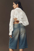 Load image into Gallery viewer, Pilcro Destroyed Knee-Length Washed Denim Shorts
