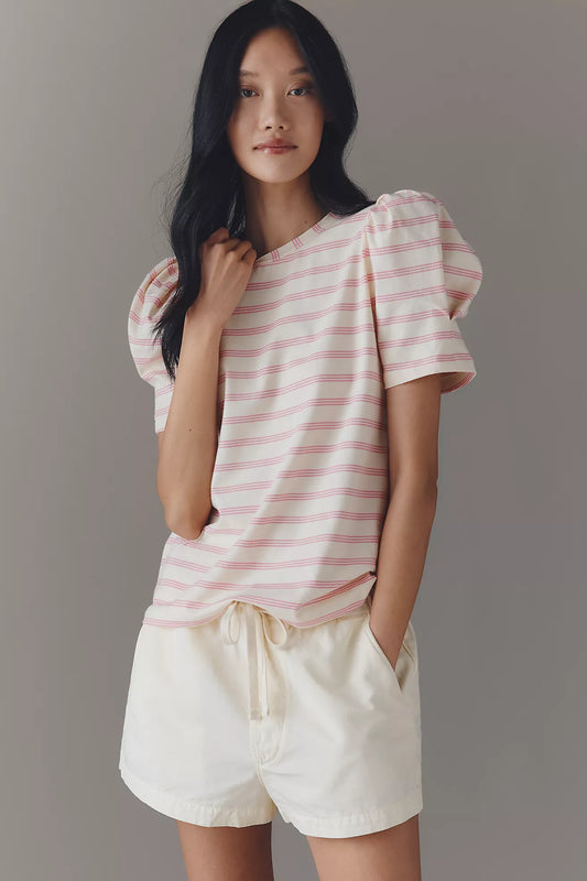 English Factory Puff-Sleeve Striped Top