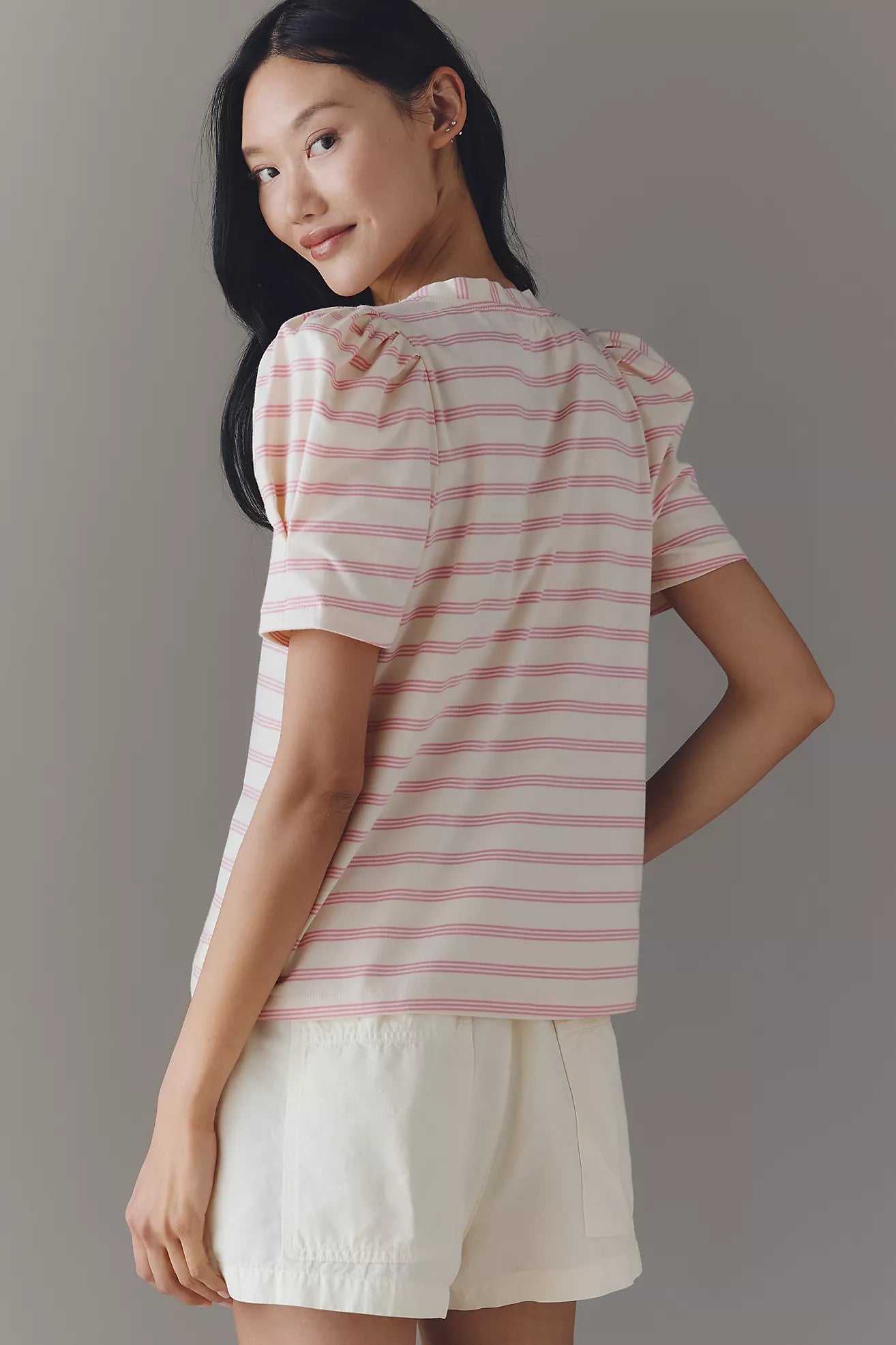 English Factory Puff-Sleeve Striped Top