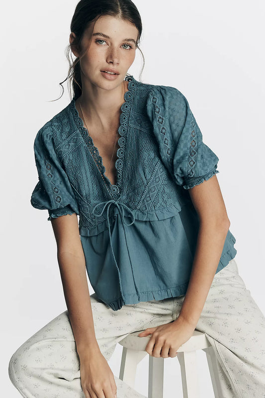 By Anthropologie Sleeveless V-Neck Babydoll Top