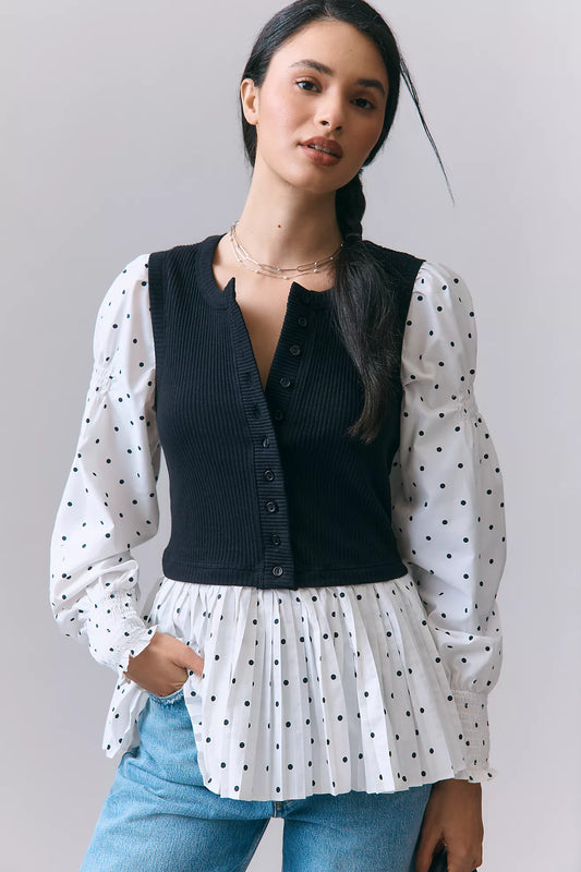 By Anthropologie Layered Twofer Long-Sleeve Top