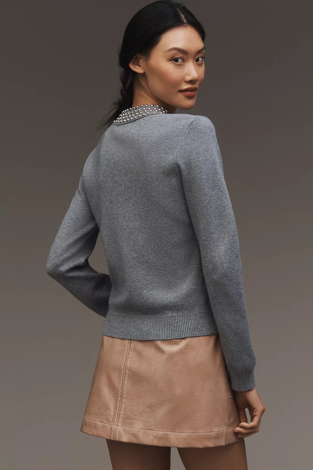 By Anthropologie Studded-Collar Polo Sweater