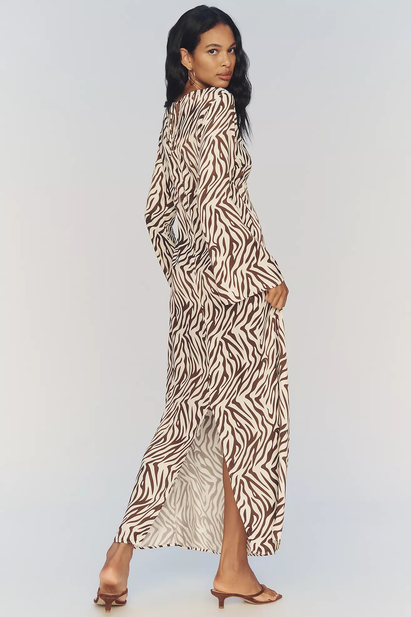 Long-Sleeve Maxi Slip Dress by Anthropologie in Black, Size: XXS Long-Sleeve Maxi Slip Dress by Anthropologie in Black, Size: XXS