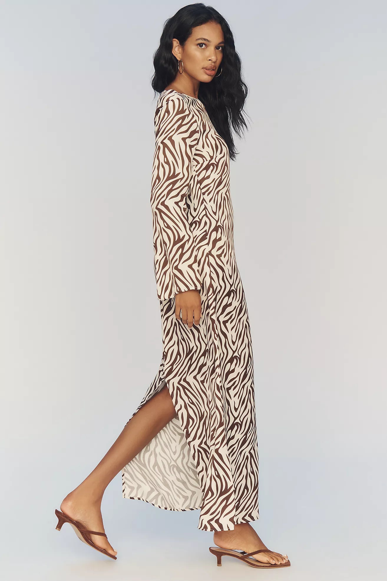 By Anthropologie Long-Sleeve Maxi Slip Dress