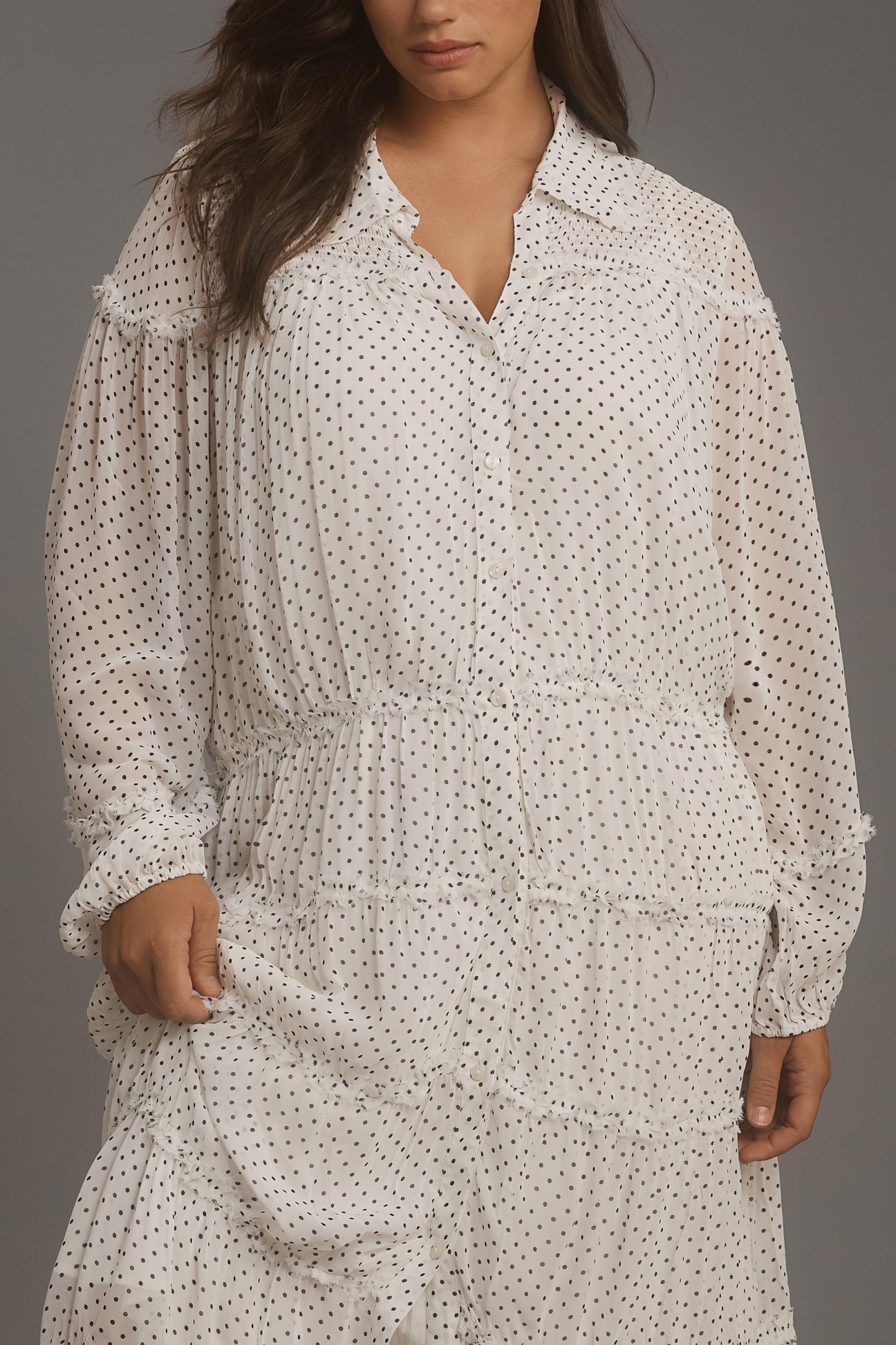 anthropologie long sleeve dress By Anthropologie Long-Sleeve Smocked Tiered Maxi Dress