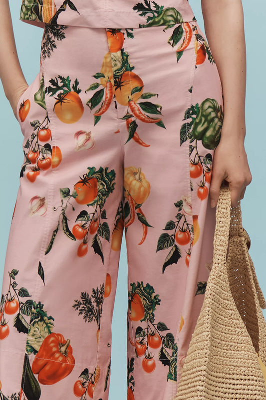 Maeve High-Rise Printed Crop Wide-Leg Pants