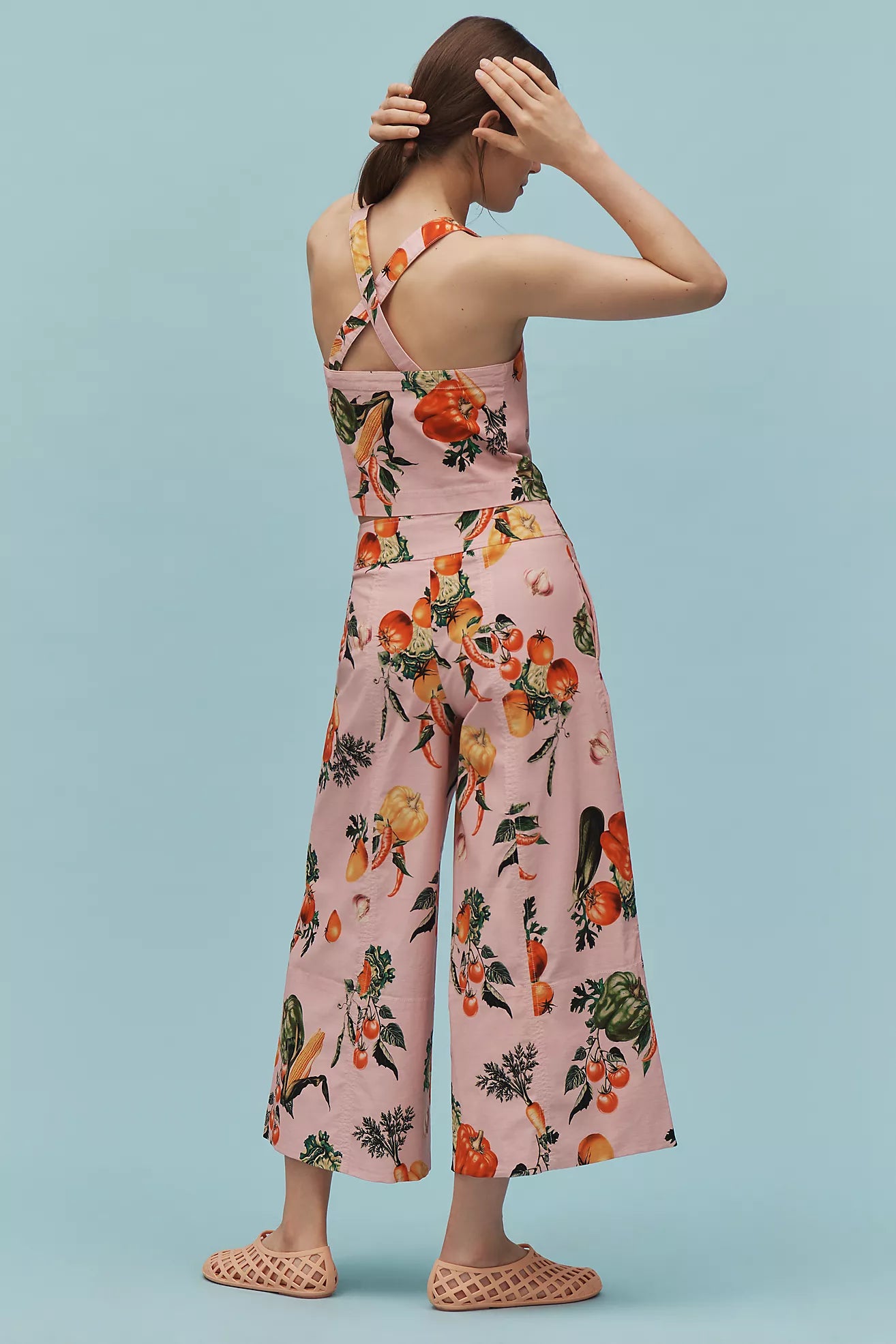 Maeve High-Rise Printed Crop Wide-Leg Pants
