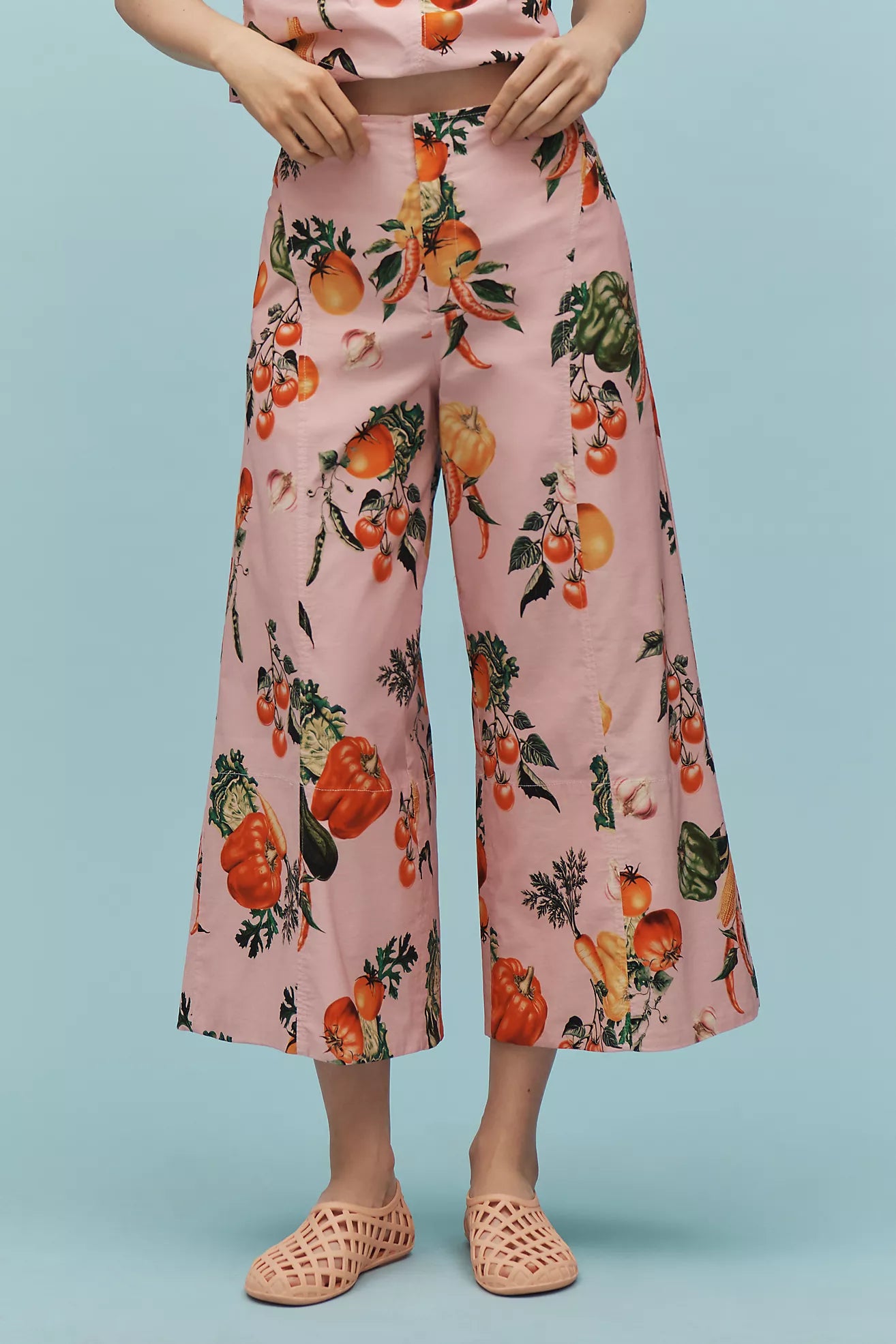 Maeve High-Rise Printed Crop Wide-Leg Pants