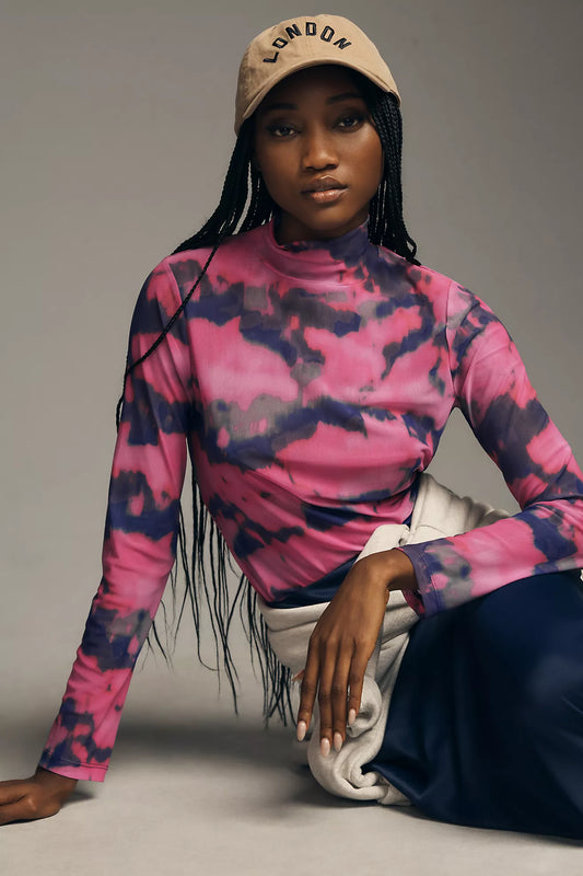 By Anthropologie Mesh Turtleneck Top