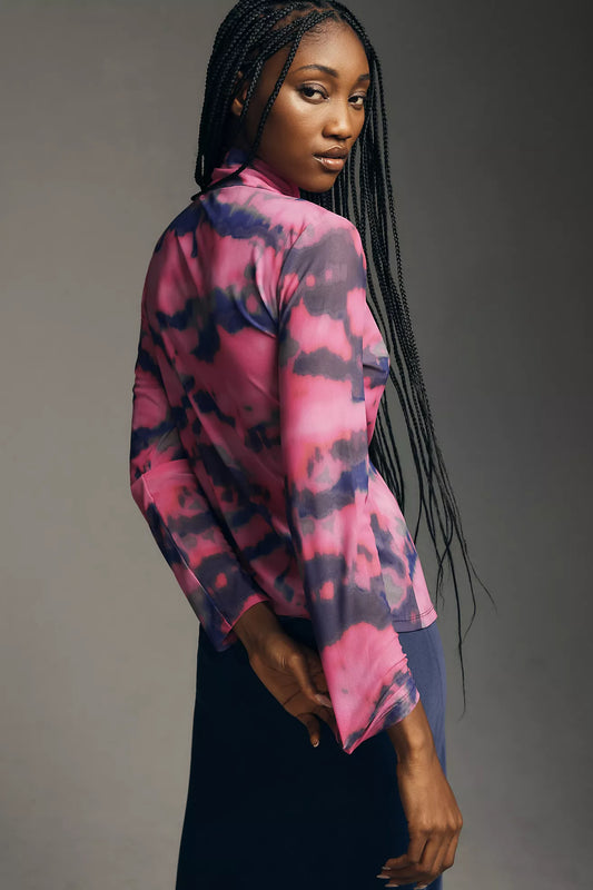 By Anthropologie Mesh Turtleneck Top