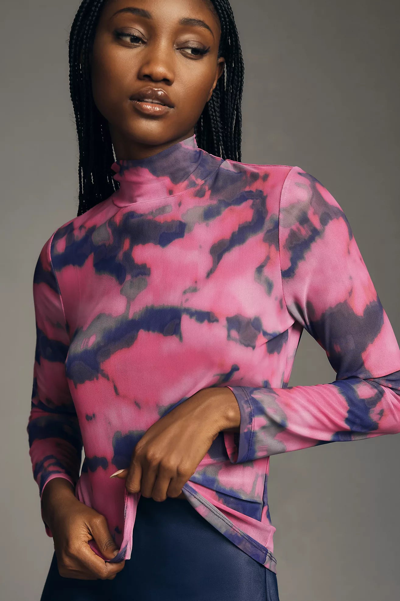 By Anthropologie Mesh Turtleneck Top