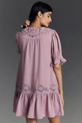 Load image into Gallery viewer, By Anthropologie Linen Blend Puff-Sleeve V-Neck Tunic Mini Dress
