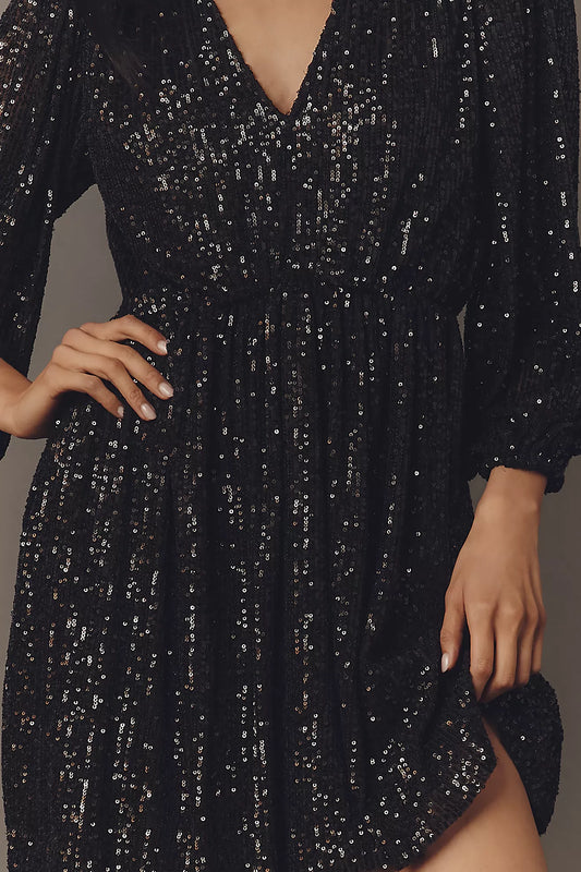PAIGE Gianetta V-Neck Sequin Mini Dress