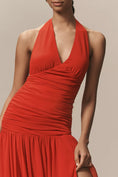 Load image into Gallery viewer, Bardot Mave Halter-Neck Ruched Maxi Dress
