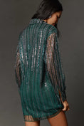 Load image into Gallery viewer, Blue Tassel Sequin Stripe Mini Shirt Dress
