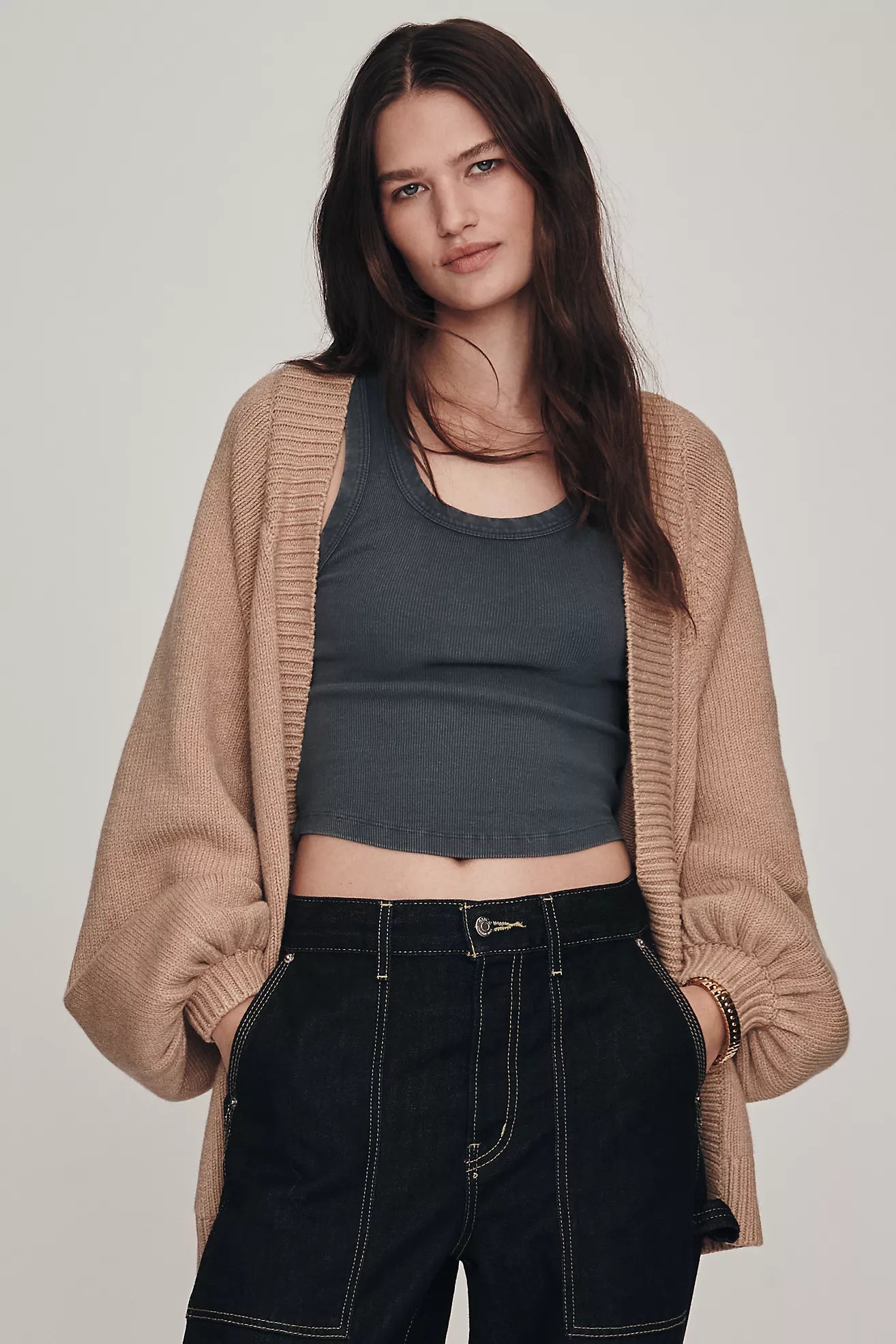 By Anthropologie Oversized Puff-Sleeve Cardigan