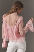 Load image into Gallery viewer, By Anthropologie Long-Sleeve Ruffle Sheer Blouse
