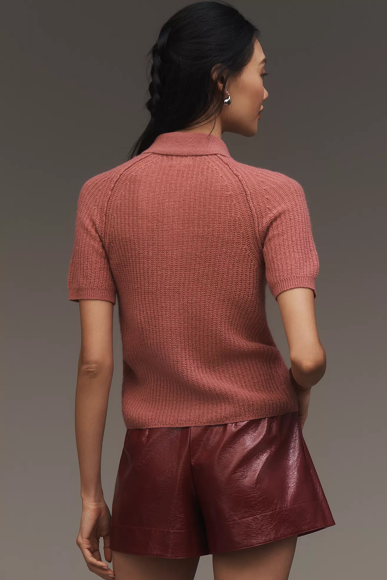 Pilcro Short-Sleeve Polo Cashmere Sweater