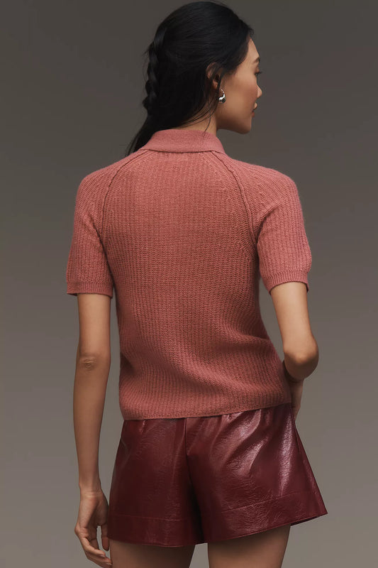 Pilcro Short-Sleeve Polo Cashmere Sweater