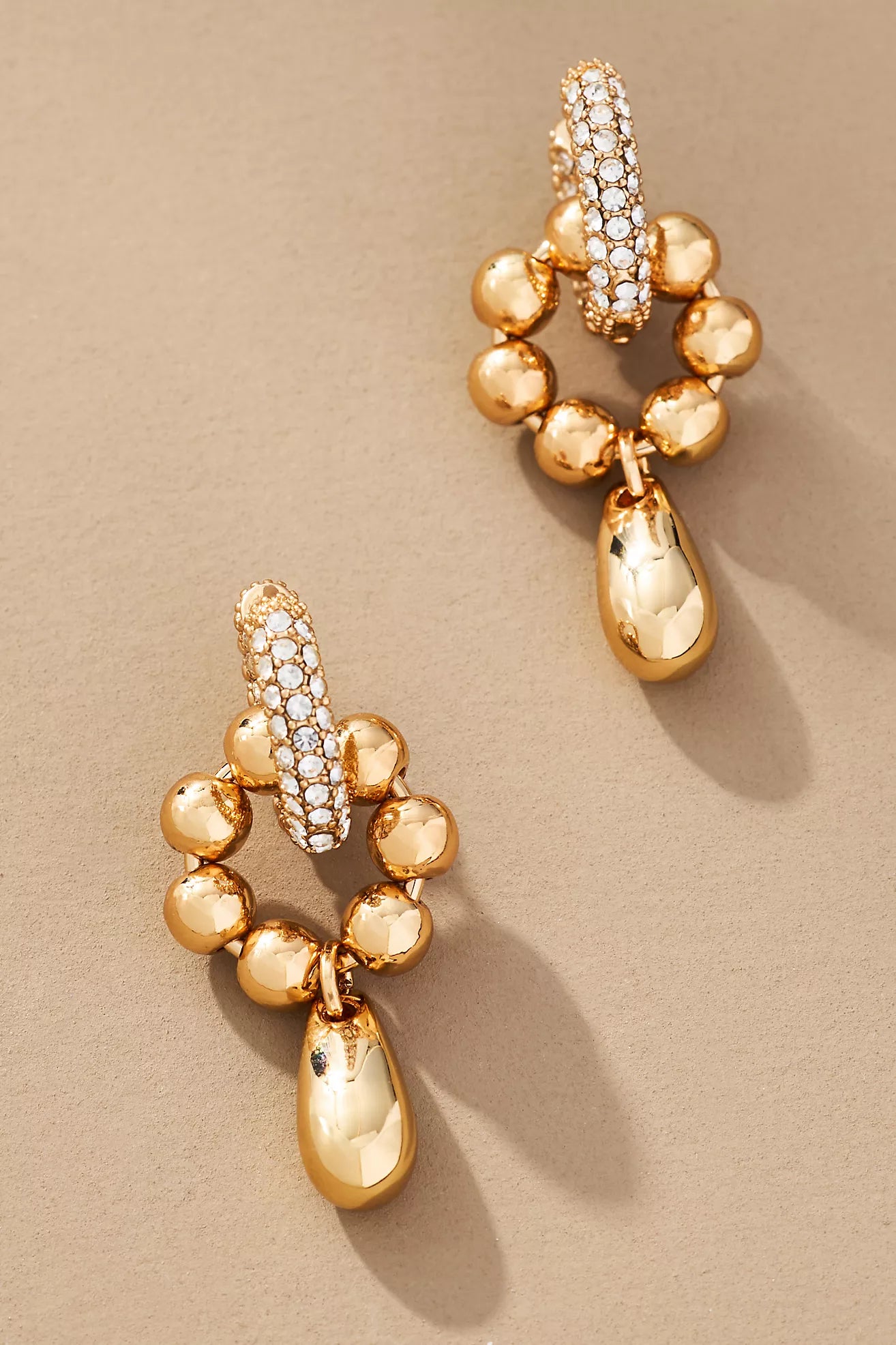 Pavé Metal Charm Huggie Hoop Earrings