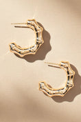 Load image into Gallery viewer, Small Metallic Bamboo Hoop Earrings
