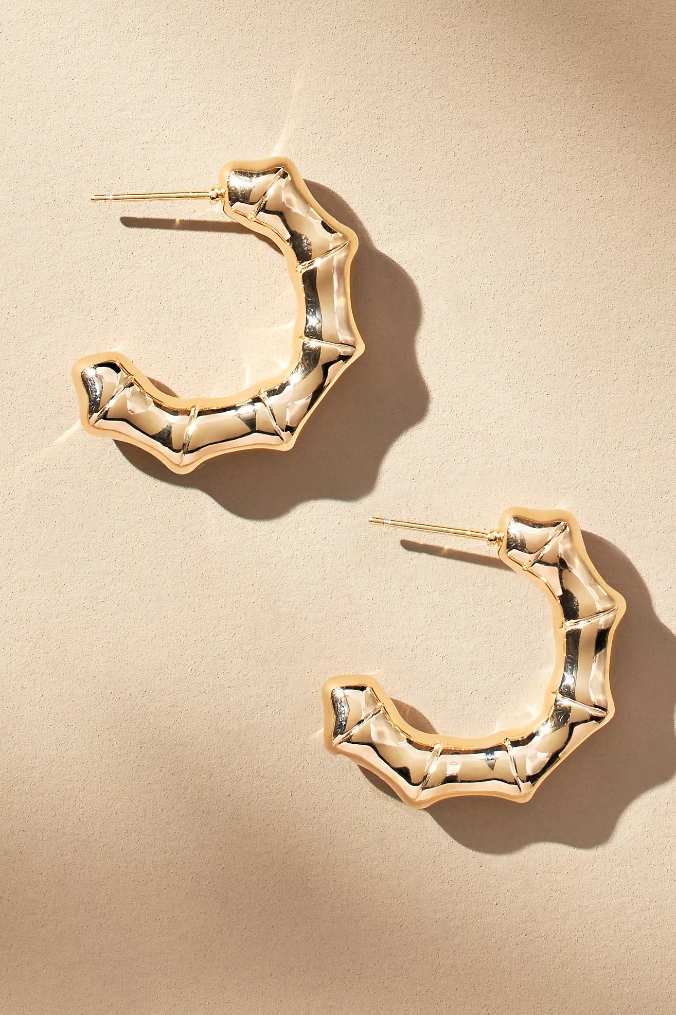 Small Metallic Bamboo Hoop Earrings