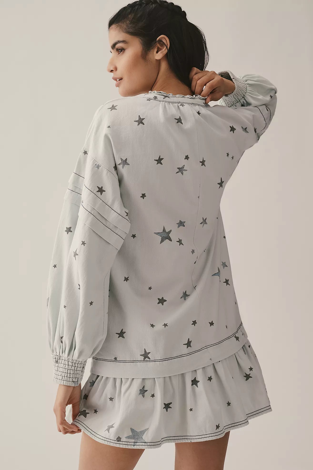 Pilcro Long-Sleeve V-Neck Button-Front Mini Shirt Dress