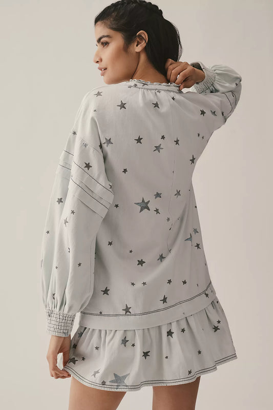Pilcro Long-Sleeve V-Neck Button-Front Mini Shirt Dress