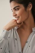 Load image into Gallery viewer, Pilcro Long-Sleeve V-Neck Button-Front Mini Shirt Dress
