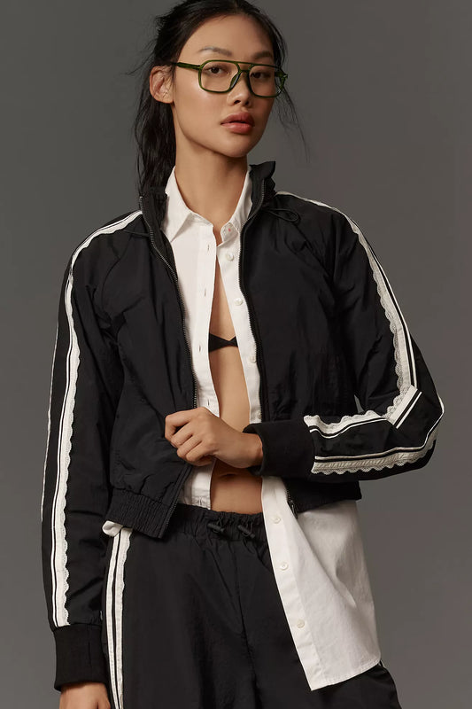 Daily Practice Lace-Trim Track Jacket