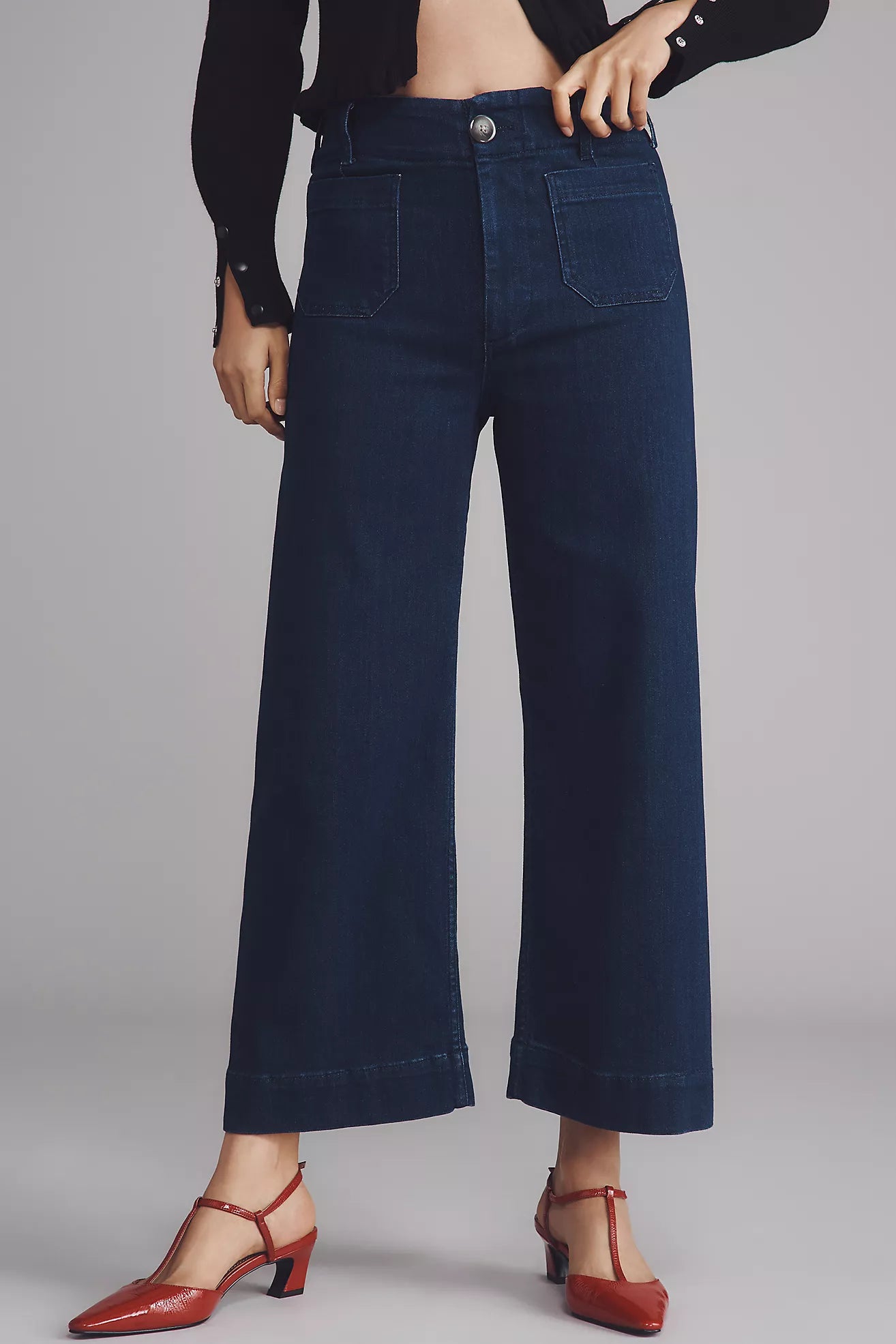 The Colette Crop High-Rise Wide-Leg Jeans by Maeve