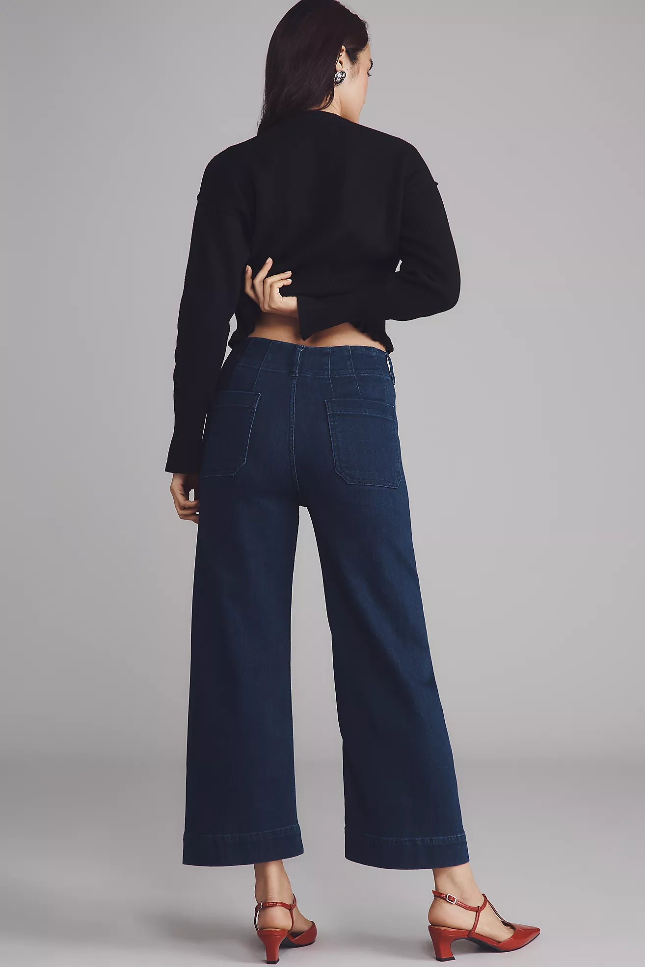The Colette Crop High-Rise Wide-Leg Jeans by Maeve