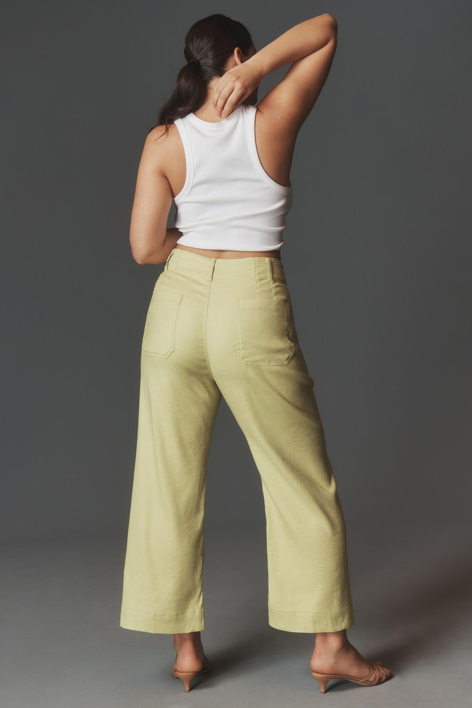 The Colette Cropped Wide-Leg Pants by Maeve: Linen Edition