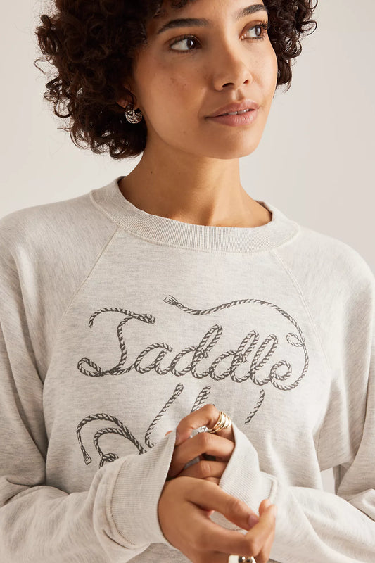 By Anthropologie Crew-Neck Graphic Sweatshirt-Cowboy