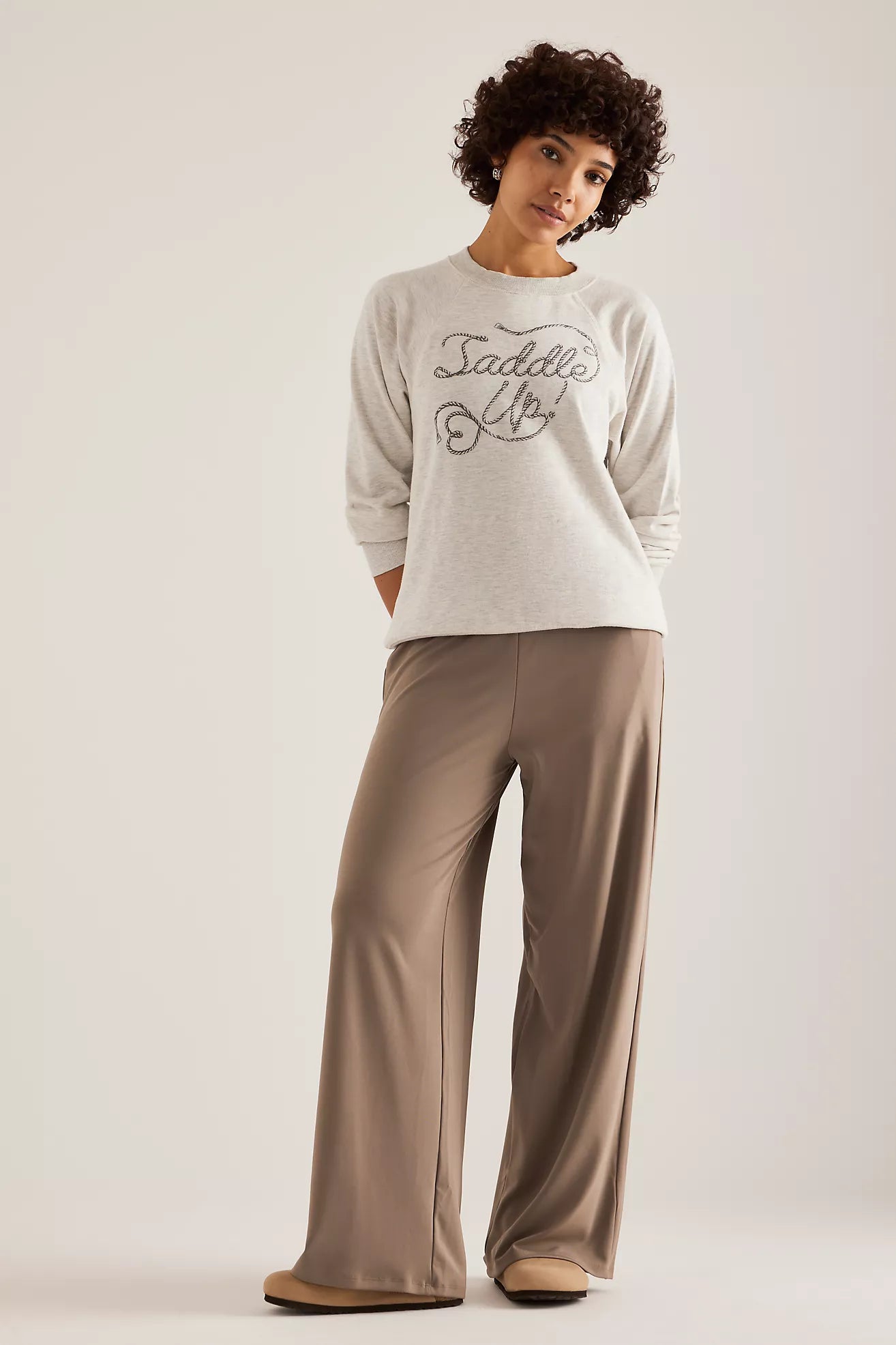 By Anthropologie Crew-Neck Graphic Sweatshirt-Cowboy