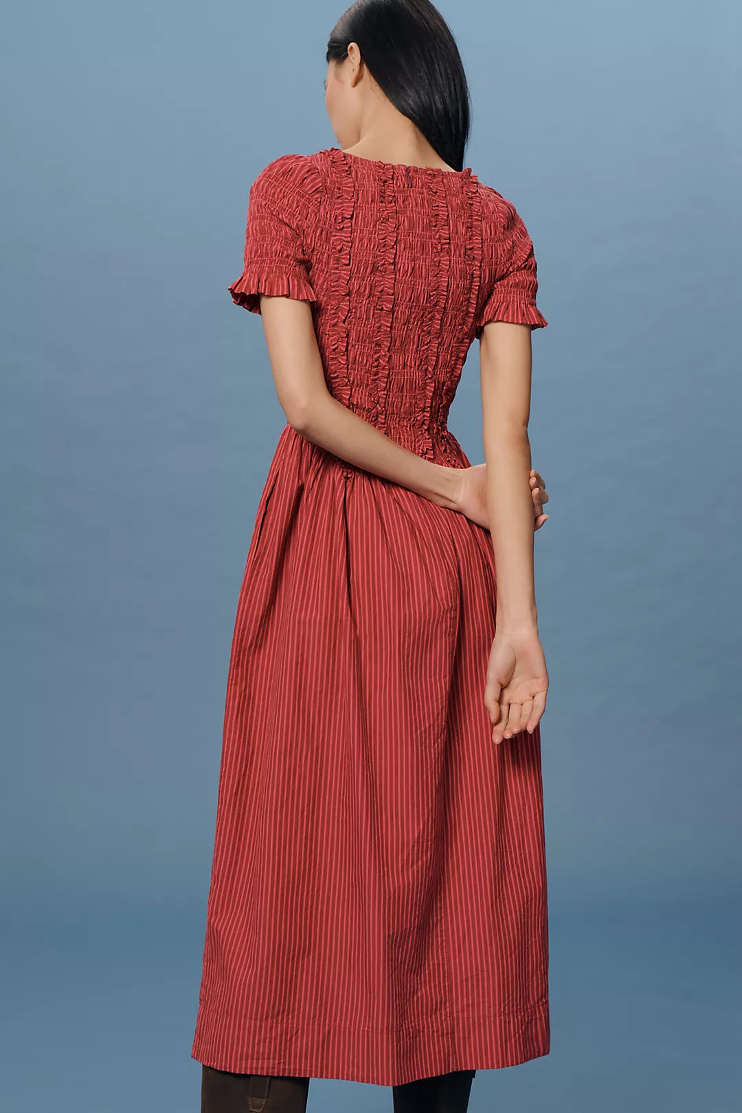 Damson Madder Raphaela Shirred Midi Dress