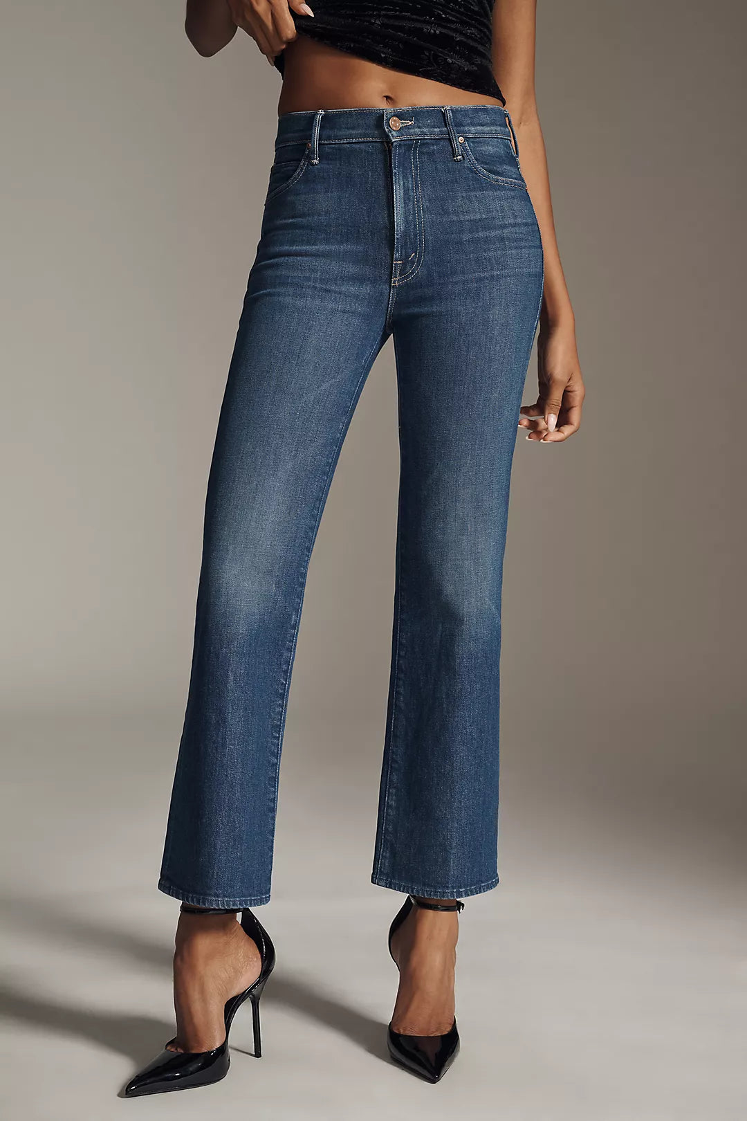 MOTHER The Kick It Flood High-Rise Straight-Leg Ankle Jeans