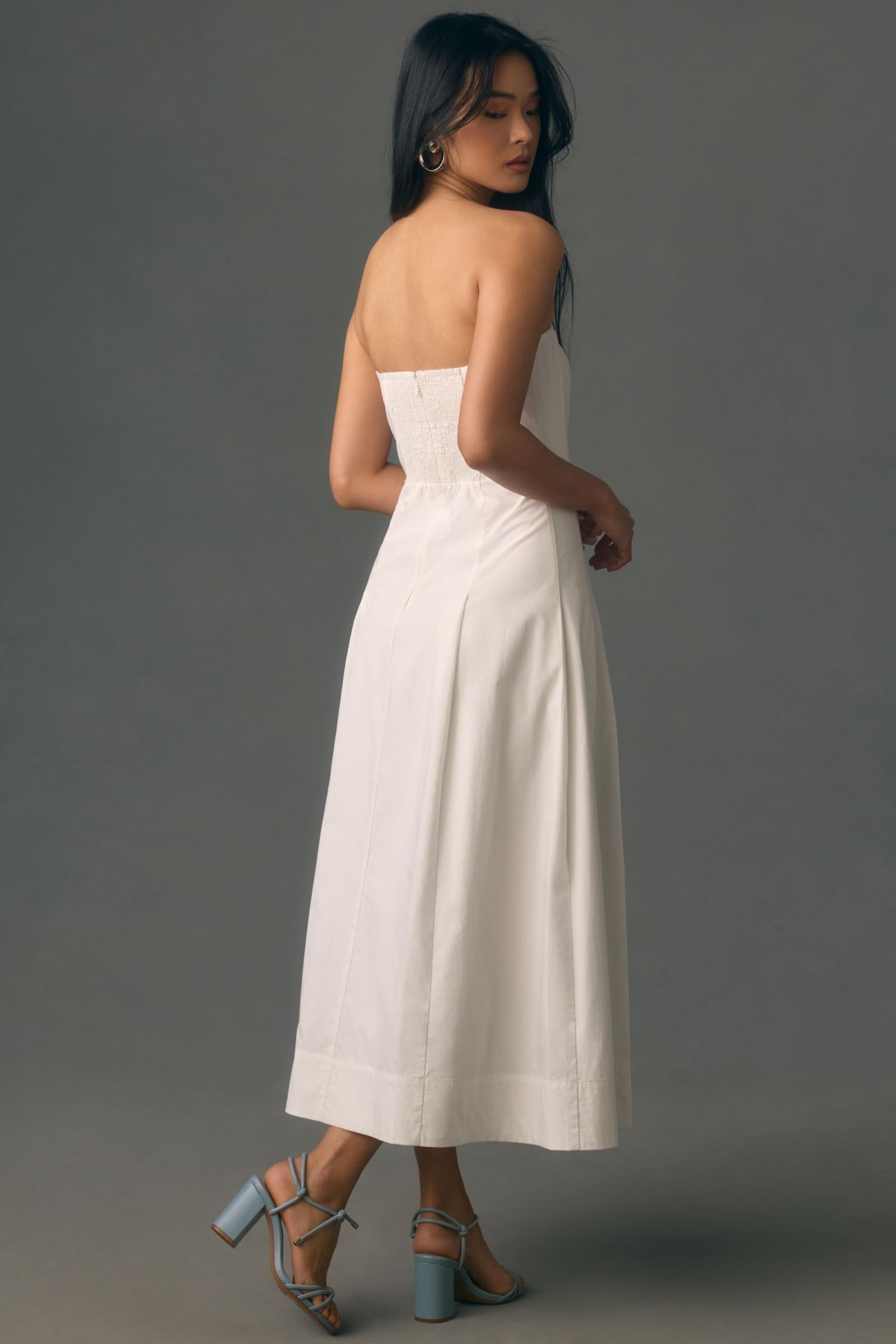 Mare Mare Strapless Seamed A-Line Midi Dress XL / White Mare Mare Strapless Seamed A-Line Midi Dress XL / White