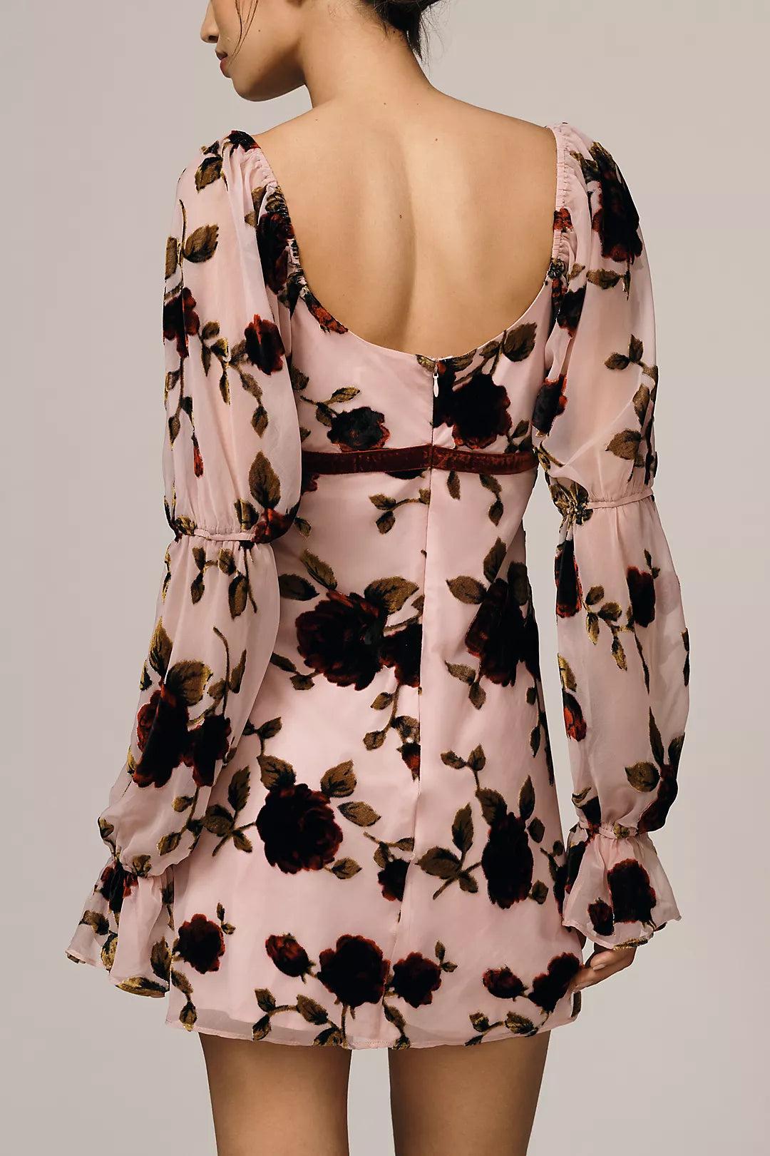 Avec Les Filles Sweetheart Poet-Sleeve Mini Dress