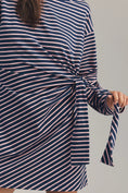 Load image into Gallery viewer, Daily Practice Striped Long-Sleeve Wrap Mini Dress
