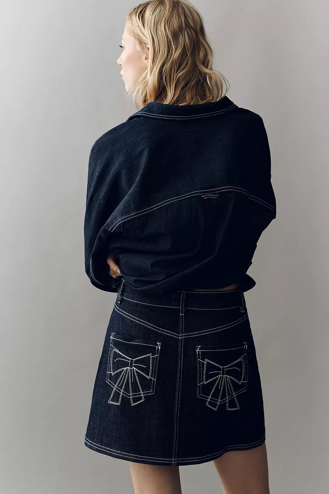 Pilcro Denim Bow Mini Skirt