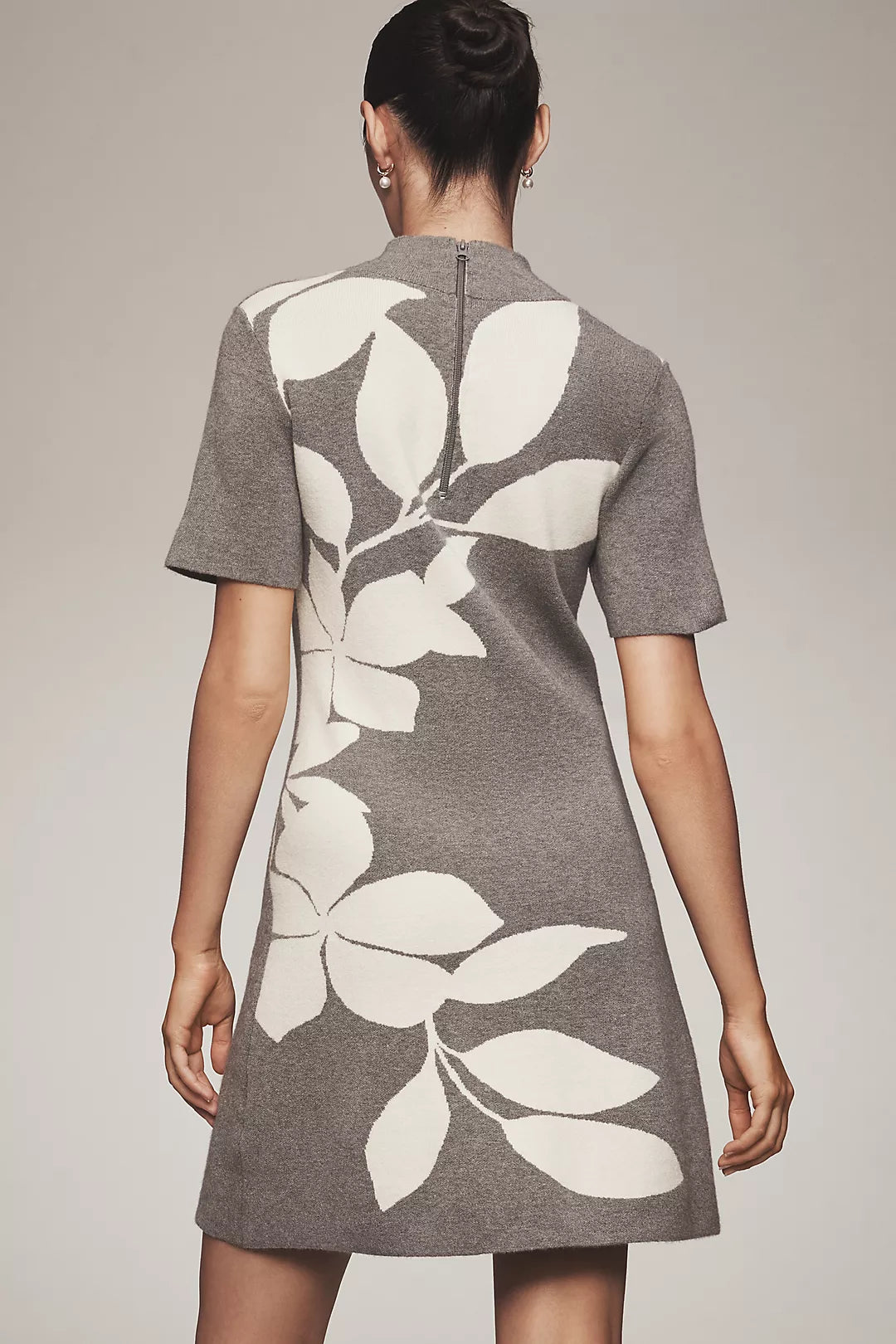 The Nina Short-Sleeve Mock-Neck Mod Sweater Mini Dress