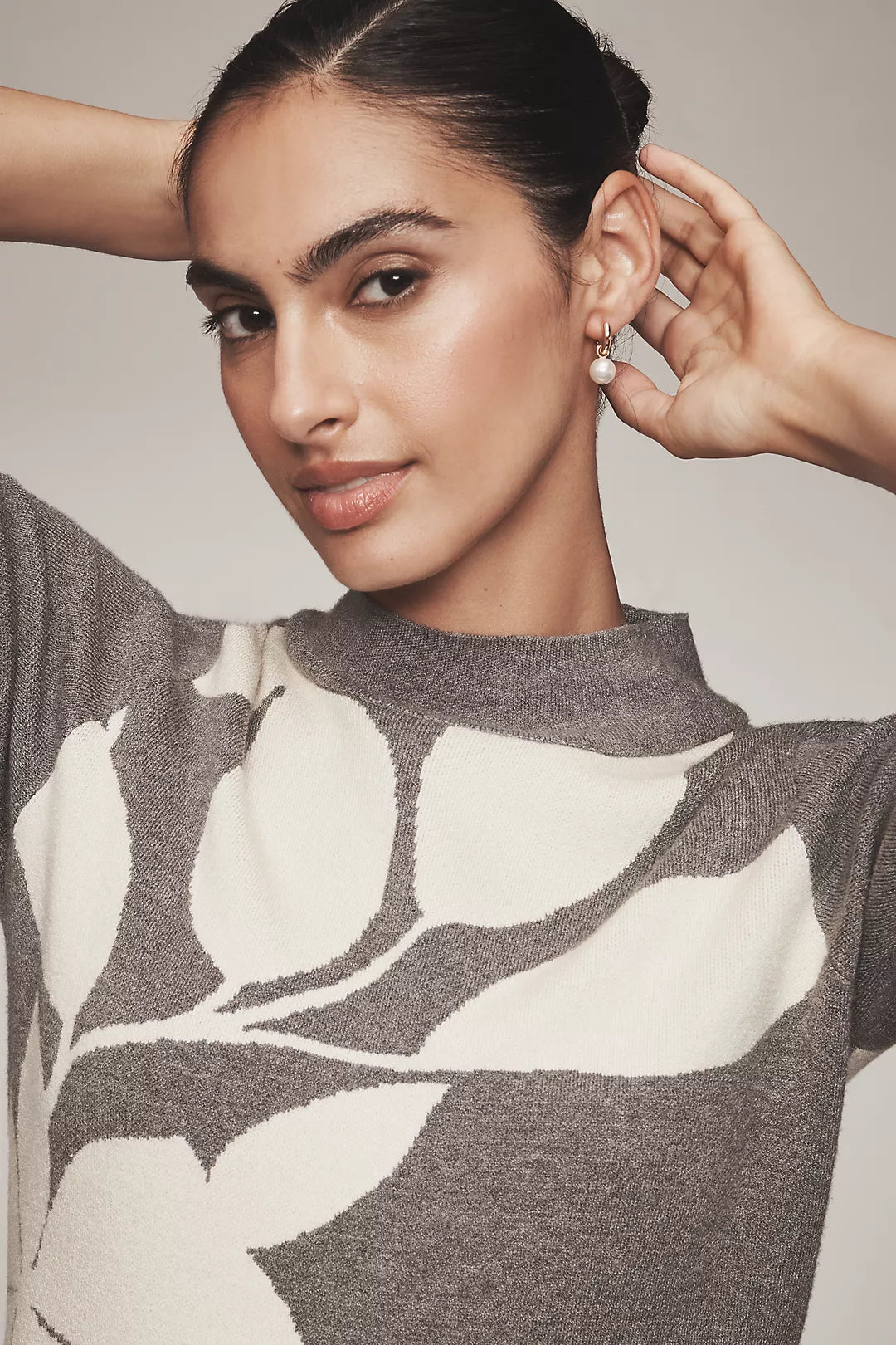 The Nina Short-Sleeve Mock-Neck Mod Sweater Mini Dress