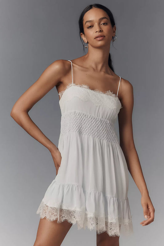 By Anthropologie Sleeveless Lace Mini Dress