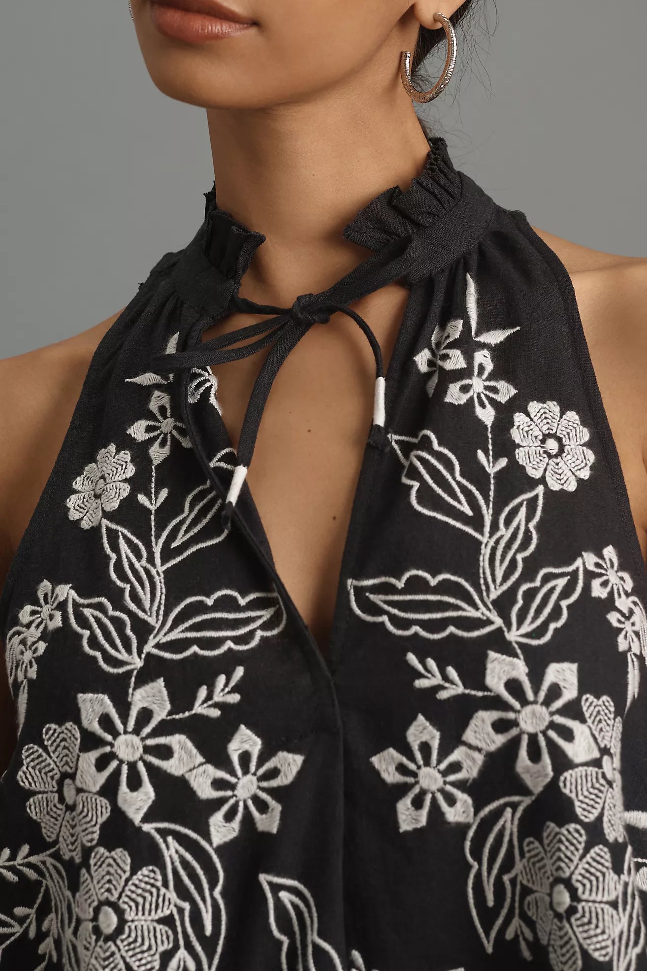 Pilcro Tavi Embroidered Tie Front Tank Top