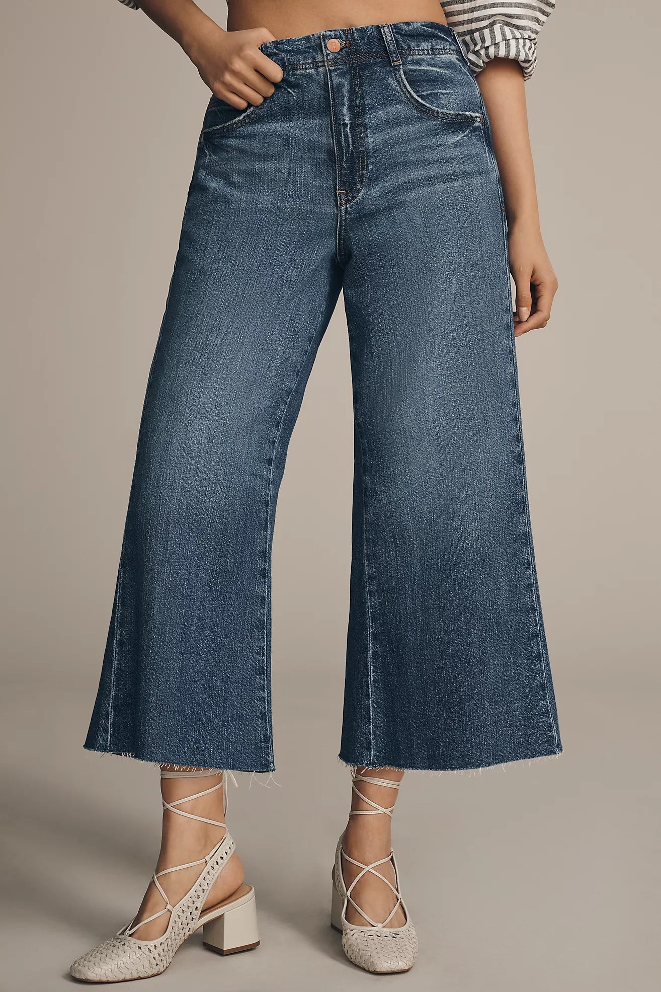 The Adi Crop Mid-Rise Flare Jeans by Pilcro