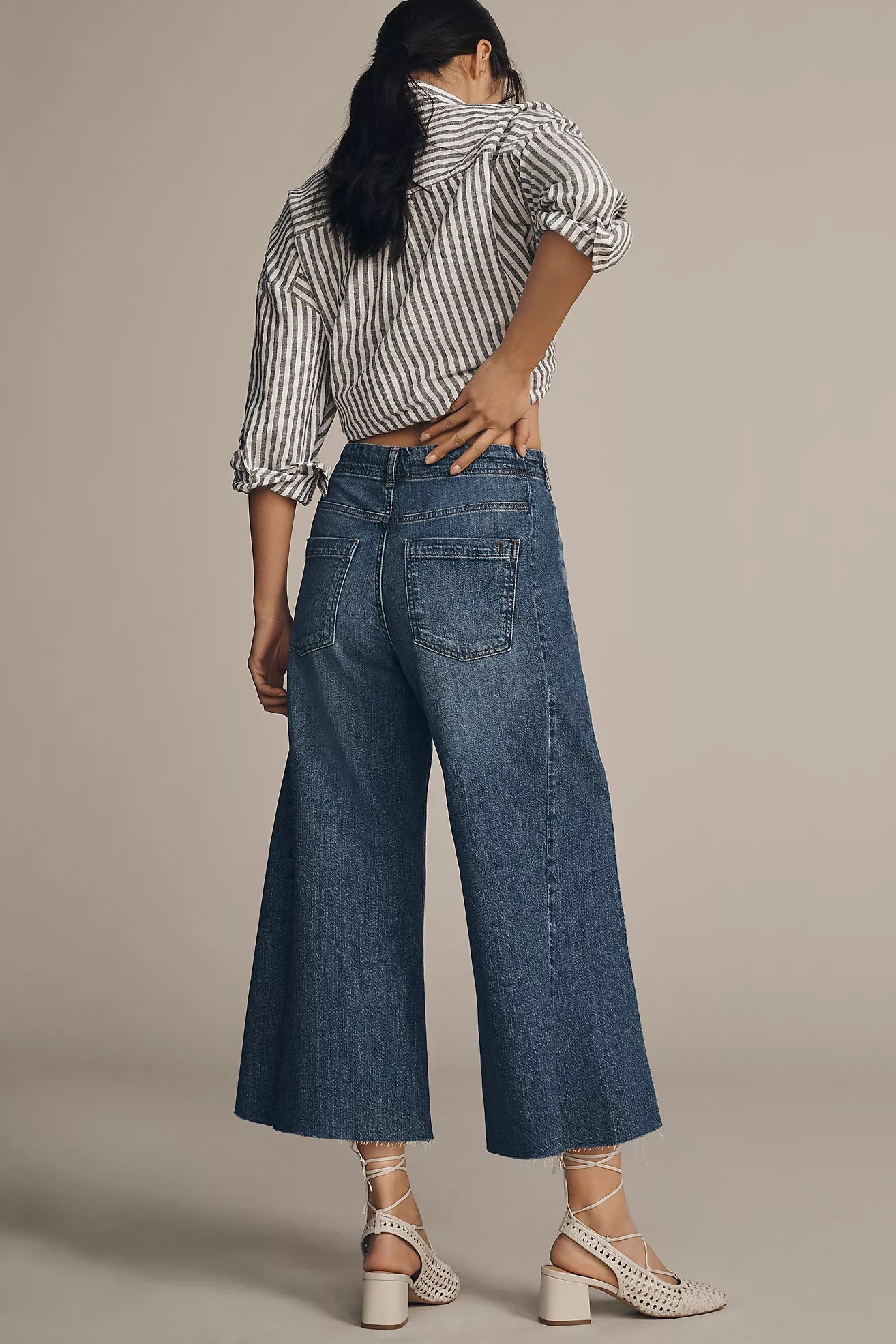 The Adi Crop Mid-Rise Flare Jeans by Pilcro